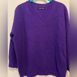 SHEIN - Chunky, Slouchy, Ribbed Knit V-Neck Sweater - Purple (EUC) Small